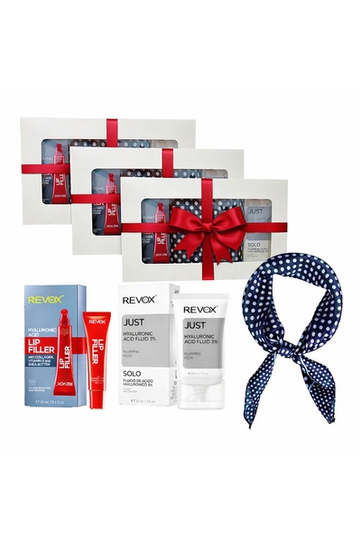 Revox 3 x Elysa Set – Hyaluronic Acid Serum 3% 30ml, Lip Filler 12ml, Scarf