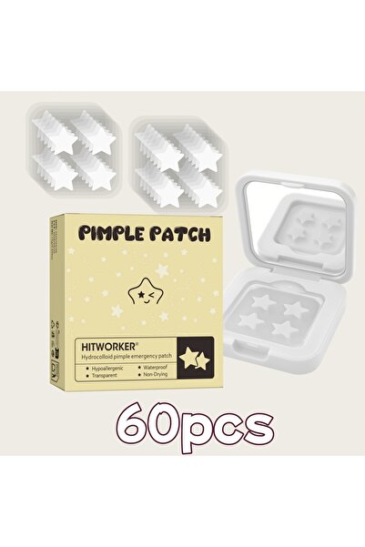 Choice3 ٦٠ قطعة - لصقات حب الشباب الملونة على شكل نجمة، بيضاء، في علبة مرآة -...