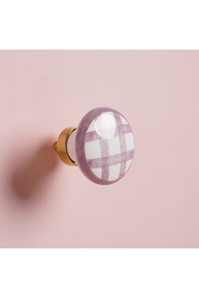 Choice4 101-Purple pink Brass & Ceramic Hand-Painted Checkered Pull Handle - ...