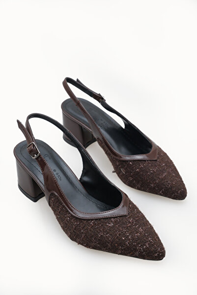 Riccon Women's Pointed Toe Open Back Heeled Shoes 0012453 Brown