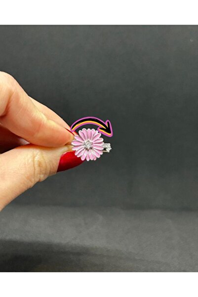 FY Ticaret Lila Papatya Gümüş Renkli Çelik Stres Yüzüğü