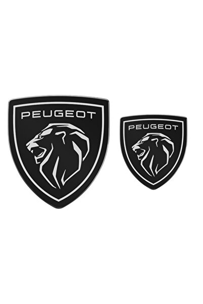 Choice9 ملصقان معدنيان أسودان لغطاء محرك السيارة الأمامي وشعار خلفي من بيجو