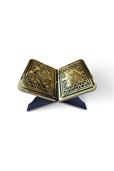DARUSSALAM Premium Black & Gold Acrylic Quran Stand X Shape Rahal – Elegant I...