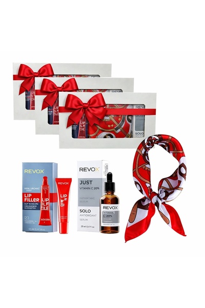 Revox 3 x Set Elysa – Ser cu vitamina C 20% 30ml, Umplere buze 12ml, Eșarfă d...