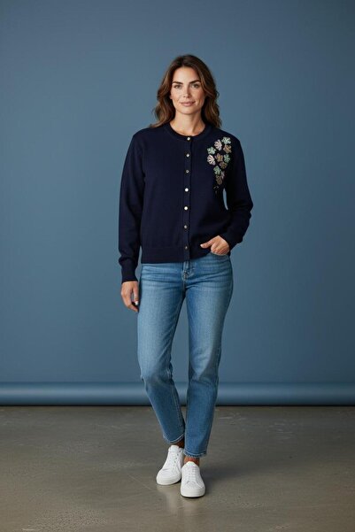 Novalüx nakış çiçekli hırka