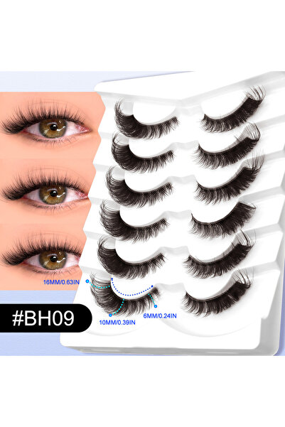 Choice7 6pairs-BH09 VELTRINAY Cat Eye Lashes Fake Lashes Brown Eyelashes Clea...