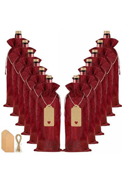 Choice5 16x36cm Red-12PCS 12Pcs Burlap Wine Bags Wine Gift Bags for Christmas...