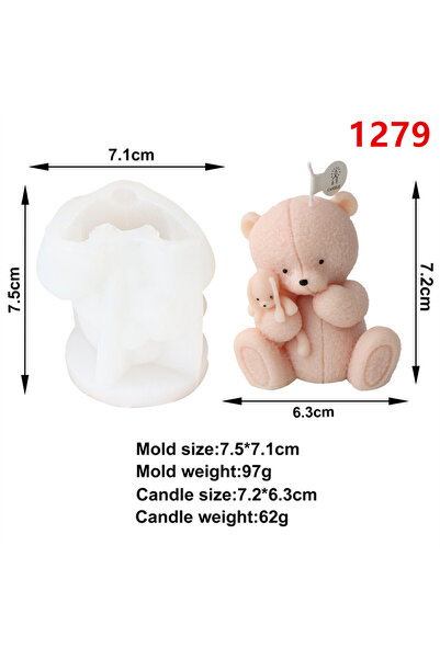 Choice4 قالب دب تيدي 1279 قالب شموع معطر ثلاثي الأبعاد على شكل دب لطيف، قالب ...