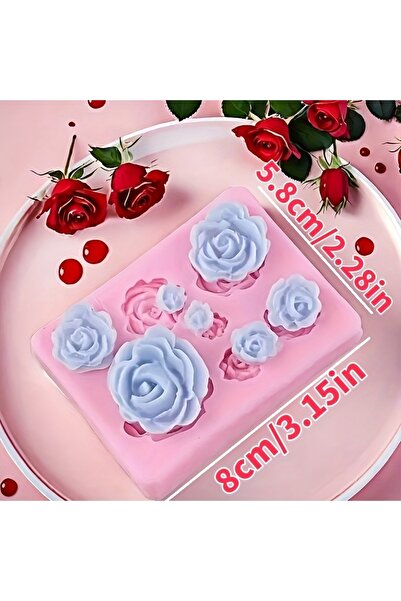 choice2 قالب سيليكون على شكل 7 ورود وردية، قالب ورد وردي (مع 7 أشكال متساوية،...