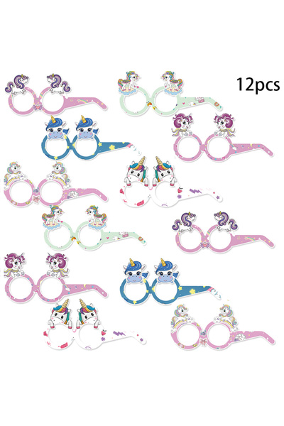 choice2 12pcs paper Glasses 6-16pcs Rainbow Unicorn paper Glasses Unicorn the...