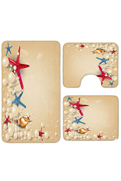 OEM Anti-slip bath mat set, 3 pieces, decorative marine pattern