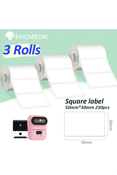Choice8 50x30mm-230x3 Phomemo 3 Rolls Thermal Clear Label M110/M221/M220/M120...