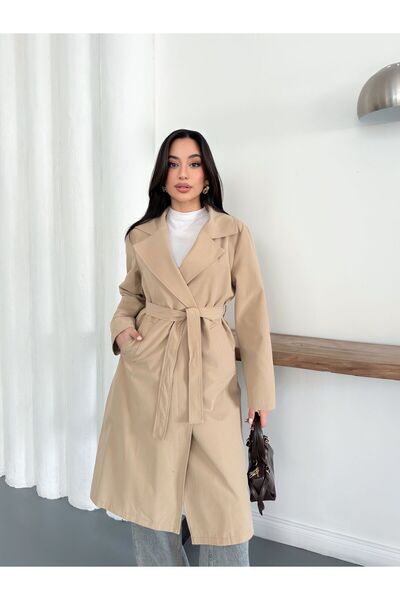 Ekim Store Long Trench Coat with Cape Belt
