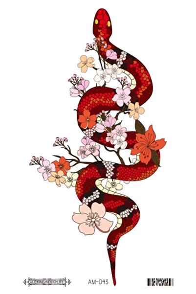 choice2 AM-043 Rocooart Big Size Black Snake Temporary Tattoo Stickers For Wo...