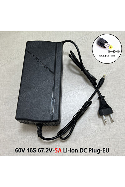 Choice1 شاحن بطارية ليثيوم 60 فولت 5 أمبير بقابس أوروبي، مناسب لبطاريات 60 فو...