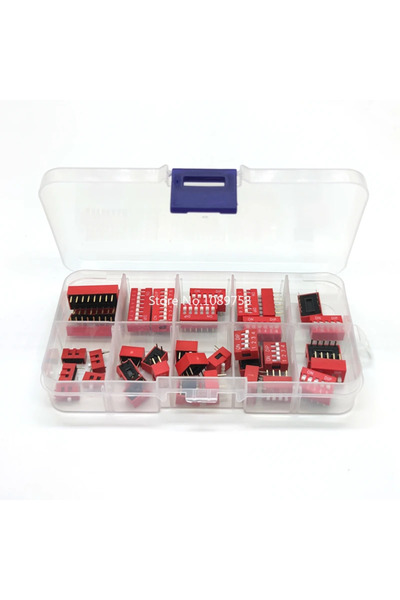 Choice Red with box 35PCS/LOT Dip Switch Kit In Box 1 2 3 4 5 6 8 Way 2.54mm ...