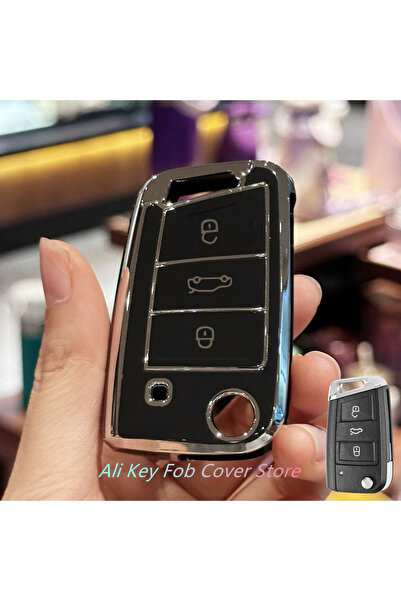 Choice6 black Car Key Case Cover Keychain For VW Golf 7 Tiguan SEAT Ateca Leo...