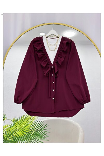 YEDİLALE Frilled Front Lace-Up Loose Tunic [Tunic Only Included in the Price]