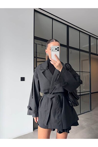 BB Bensu Buyruk Trenci supradimensionat, de lungime medie, fumuriu