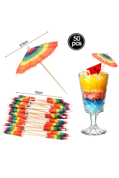 Choice6 50 قطعة من مظلات هاواي الورقية لتزيين حفلات الكوكتيل الصيفية وأعياد ا...
