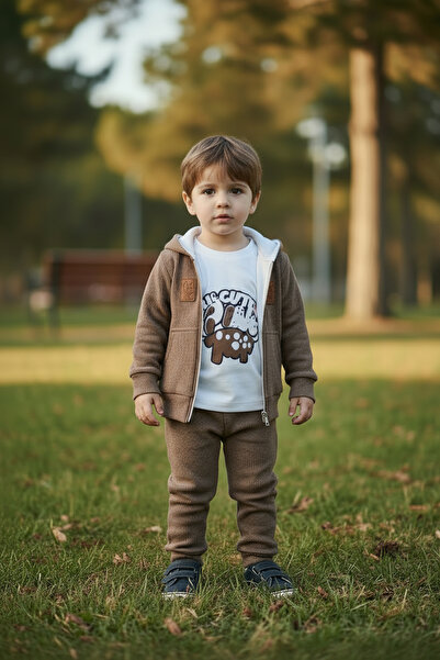 minitrends Waffle Fabric 100% Cotton Boys' 3Rd Hooded Set