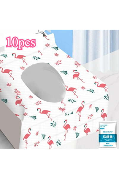 Choice4 ١٠ أغطية مقاعد مراحيض للاستخدام مرة واحدة بتصميم فلامنجو، ١٠/٤٠/٧٠ غط...
