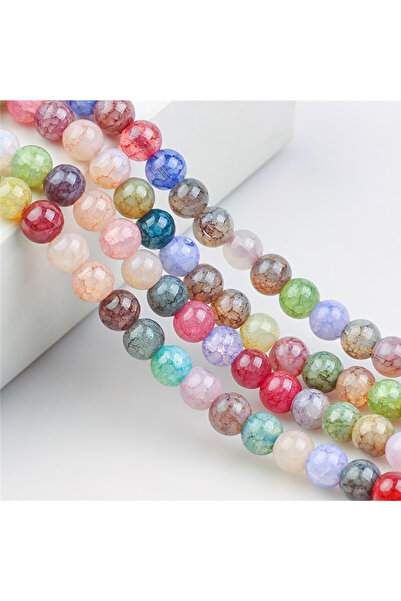 Choice1 خرز مجوهرات من حجر اليشم الطبيعي المتشقق بألوان متنوعة، 8 مم - 45 قطع...