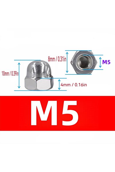 Choice6 DIN1587-M5-20Pcs SS A2-304 Stainless Steel Acorn Nuts DIN1587 Domed C...