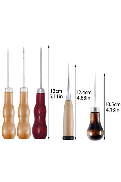 Choice9 8 مخرز جلدي احترافي بمقبض جلد من MIUSIE، إبرة تطريز مدببة من القرع، أ...