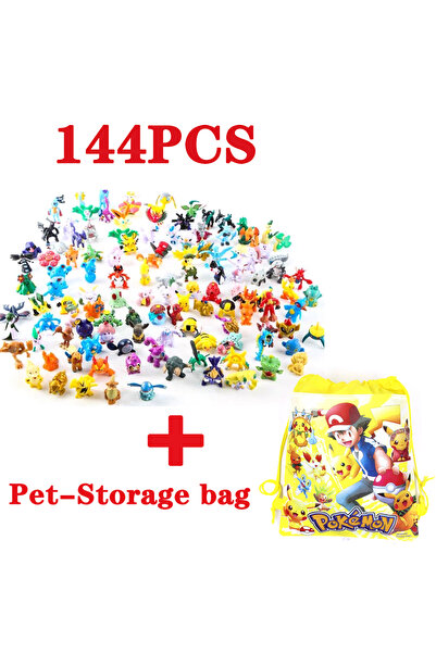 Choice7 144 قطعة مع حقيبة، 144 نمطًا من مجسمات بوكيمون، ألعاب أنمي، مجسم بيكا...