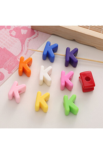 Choice11 10 قطع من خرز الحروف أكريليك الملونة، 10 قطع، خرز حروف/أرقام لون ساد...