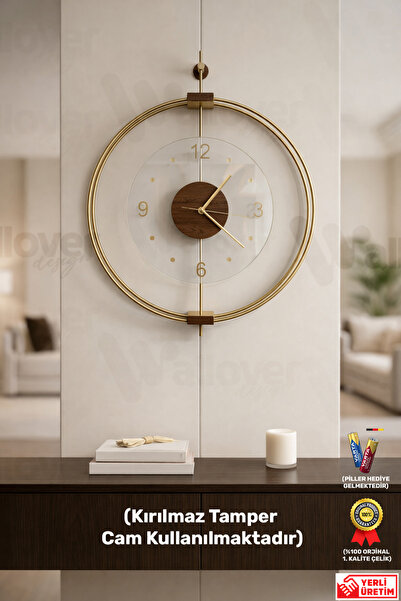 Wallover Design Büyük Boy Rosa Luxry Kırılmaz Camlı Özel Gold - Ceviz Sessiz ...