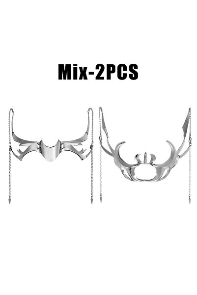 Choice9 MIX-2PCS Exaggerate Cyberpunk Luxury Women Mask Fashion Metal Chain N...