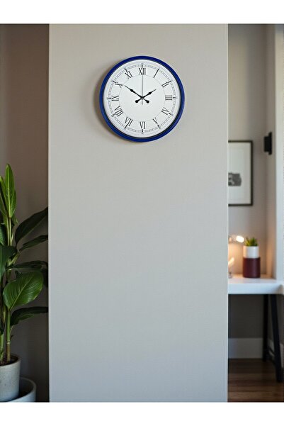 teknoparkx ساعة حائط بأرقام رومانية باللون الأزرق الداكن مقاس 36 سم