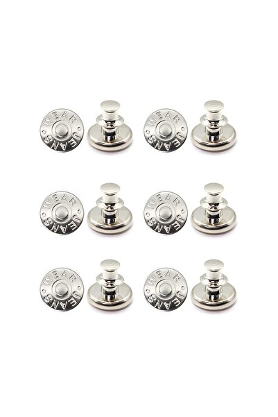 Choice1 silver 6pcs-Adjustable detachable jeans button Sew free vintage metal...