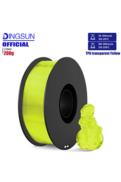 Choice15 95A Yellow 200g TPU 3D Printer Filament 1.75mm, High Speed 95A Trans...