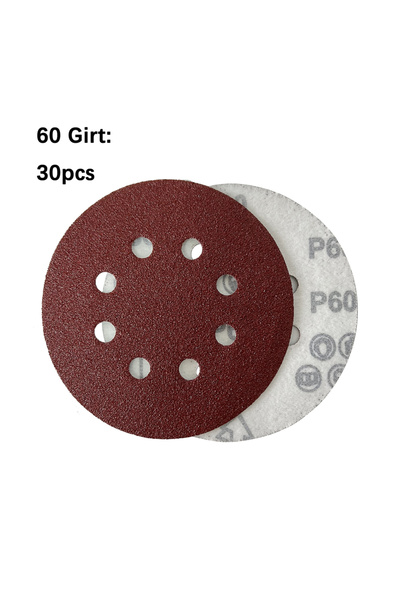 Choice3 60 Girt 30pcs Sanding Discs 5 Inch 8Holes Hook and Loop 125mm Adhesiv...