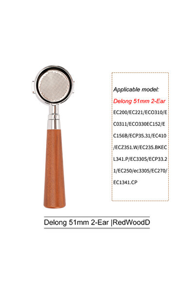 Choice 3-Ear rosewood-A 51mm Coffee Bottomless Portafilter For Delonghi EC680...