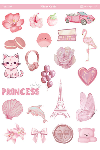 MirayDesign 1 foaie de autocolante cu tematică roz, 12*17 cm, pentru album de...