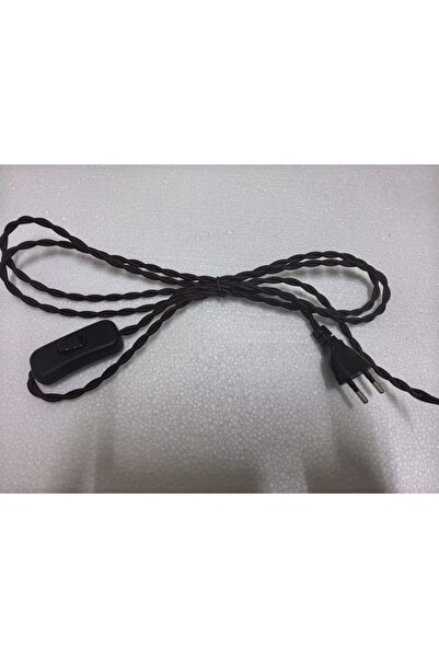 Choice dark brown 2m AC 220-250V Vintage Woven Cloth Power Cord With EU Plug ...