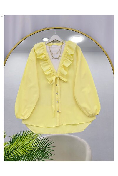 YEDİLALE Frilled Front Lace-Up Loose Tunic [Tunic Only Included in the Price]