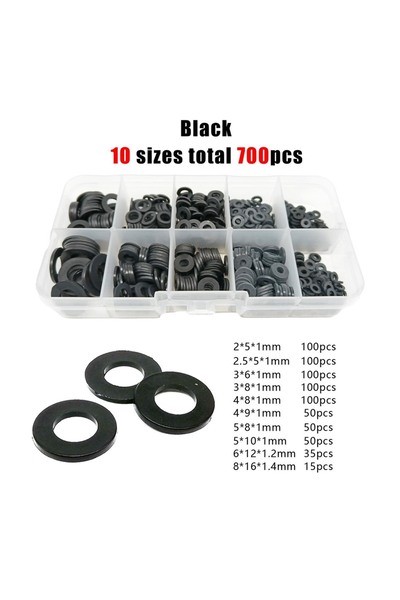 Choice4 حلقات عازلة مسطحة من النايلون البلاستيكي الأسود، 700 قطعة، 1150/700/5...