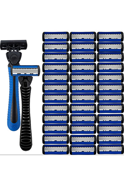 choice2 ماكينة حلاقة يدوية للرجال بست شفرات، بمقبض مانع للانزلاق و36 شفرة بدي...