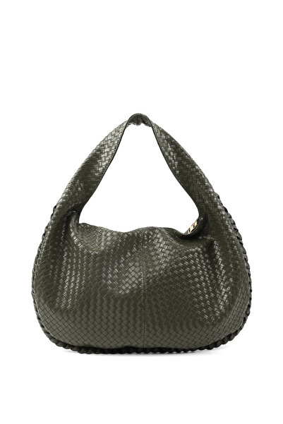 SHAKA Khaki Green Shk311 Knitted Patterned Faux Leather, Zippered, Single Com...