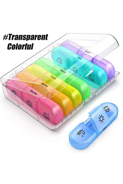 Choice3 Transparent colorful Weekly Pill Box 7 Days Portable Pill Box 7 Days ...