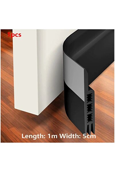 Choice7 شريط لاصق ذاتي أسود بطول متر واحد، يُستخدم لإغلاق أسفل الأبواب والنوا...