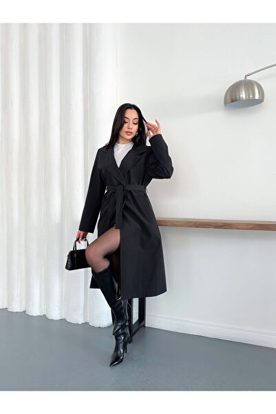Ekim Store Long Trench Coat with Cape Belt
