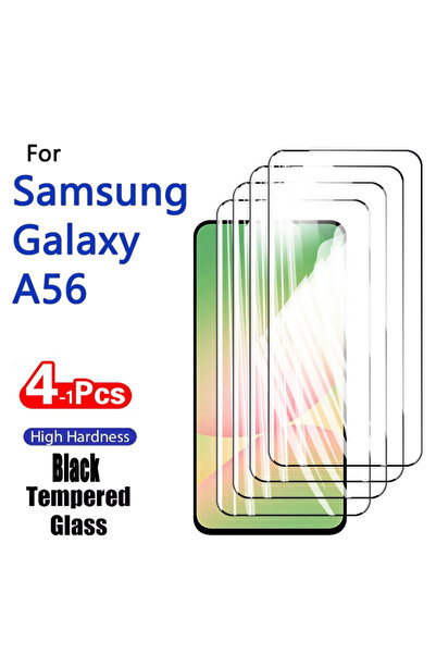 Choice5 واقيات شاشة سوداء (4 قطع) لهاتف Galaxy A56 5G، مصنوعة من زجاج مقوى كر...
