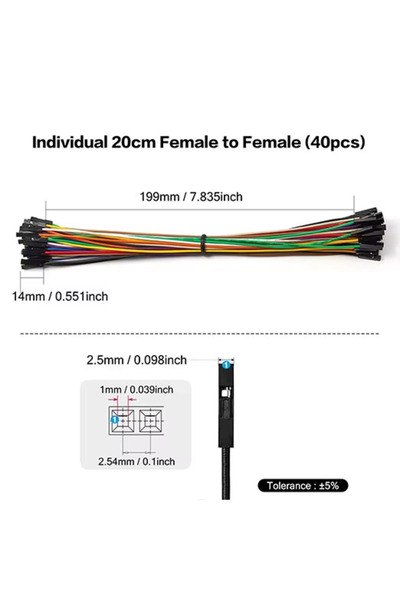 Choice3 سلك توصيل دوبونت ذو 40 سنًا، بطول 20 سم، ذكر إلى ذكر + أنثى إلى ذكر +...