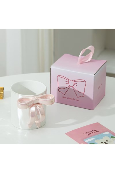 Livava Ceramic Mug with Bow Design, Stylish Design, Gift Boxed, Coffee & Tea Cup